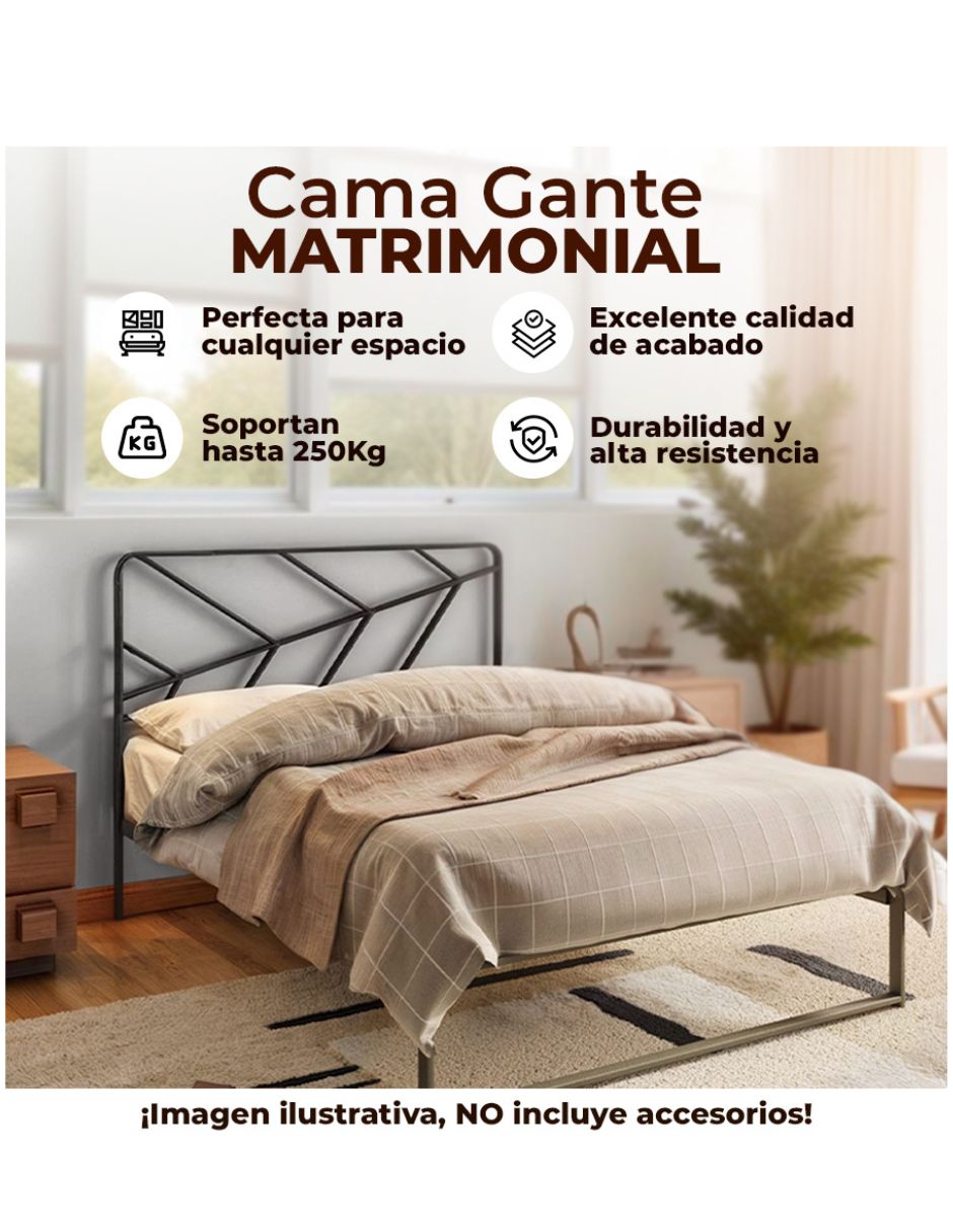 Cama  Matrimonial Gante color Gris Oxford