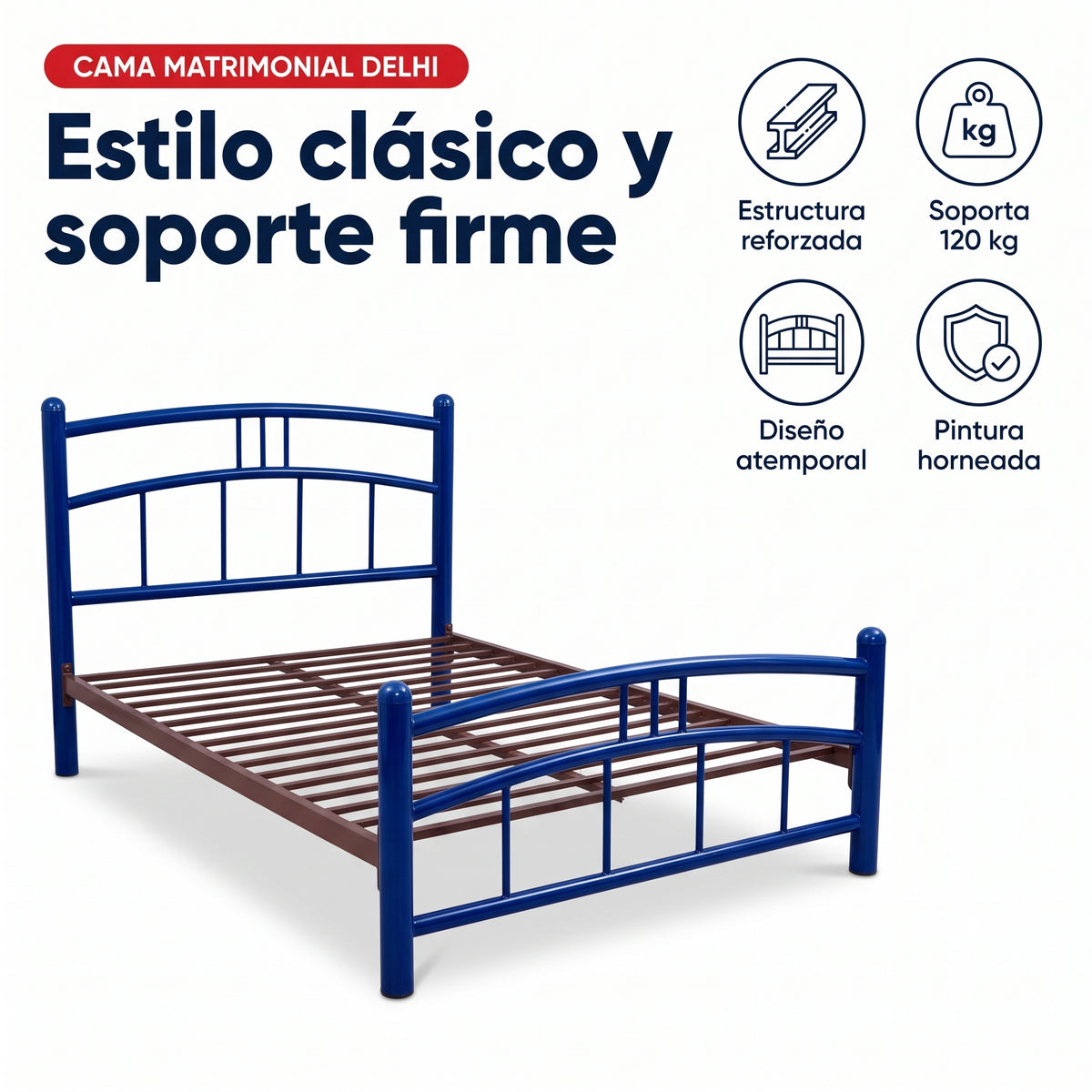 Cama Matrimonial Delhi color Azul
