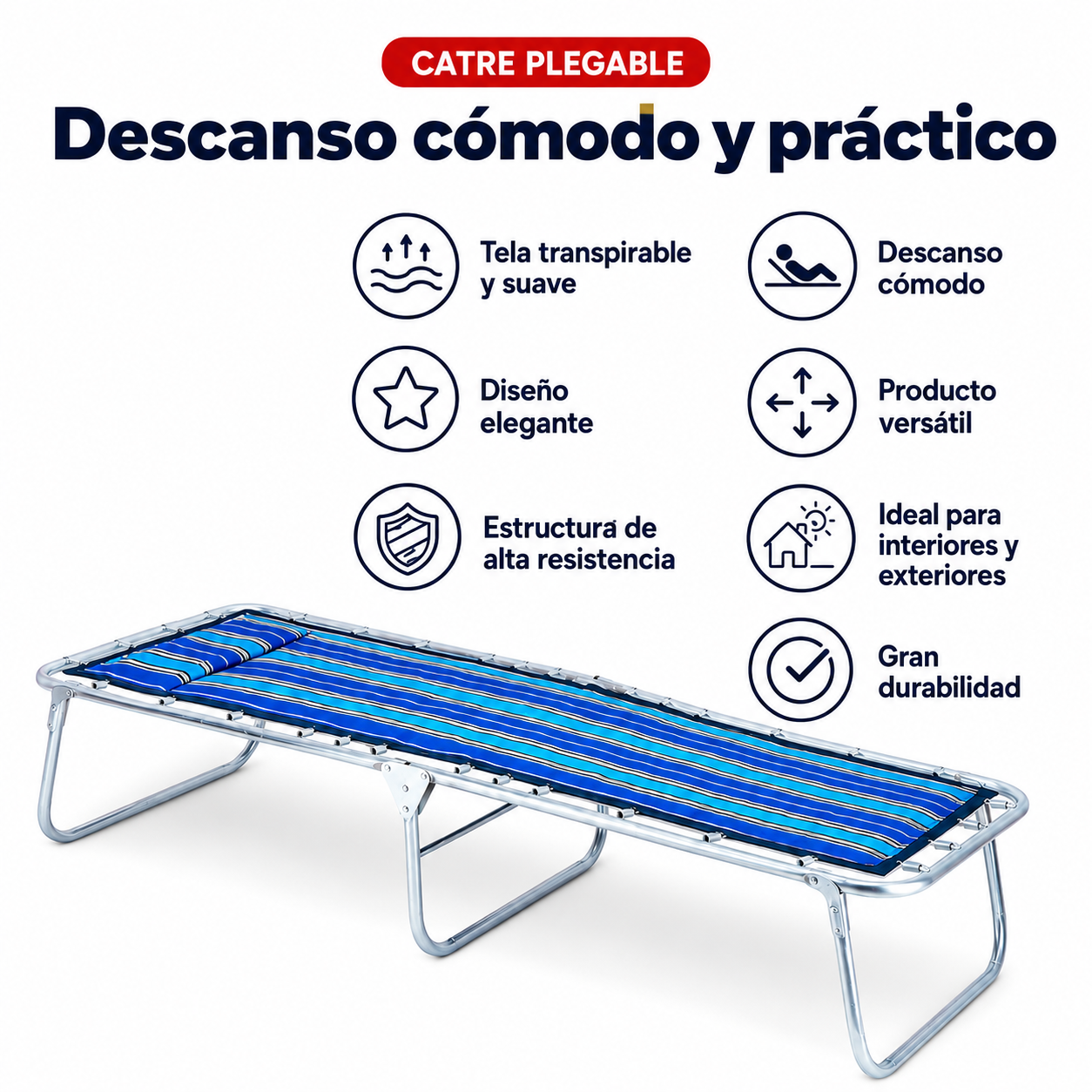 Catre Individual Benedict color Azul