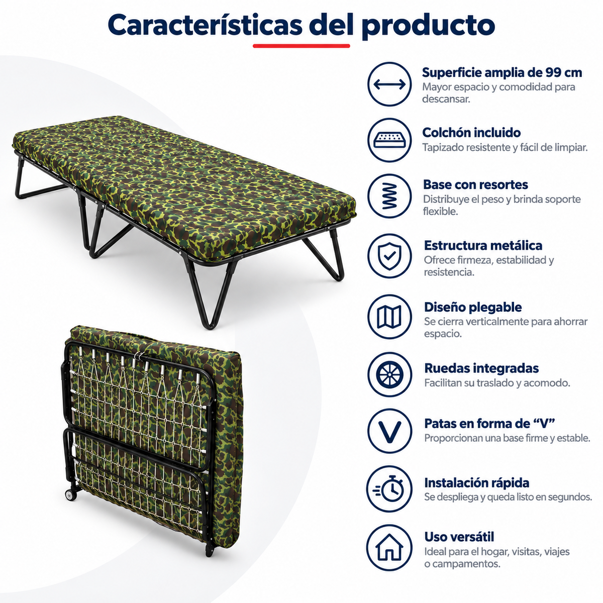 Catre Individual Mark color Verde Militar