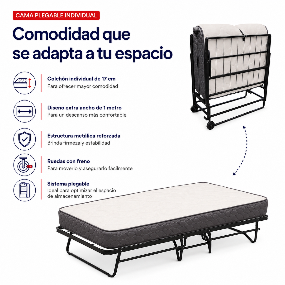 Catre Individual Ostin color Negro