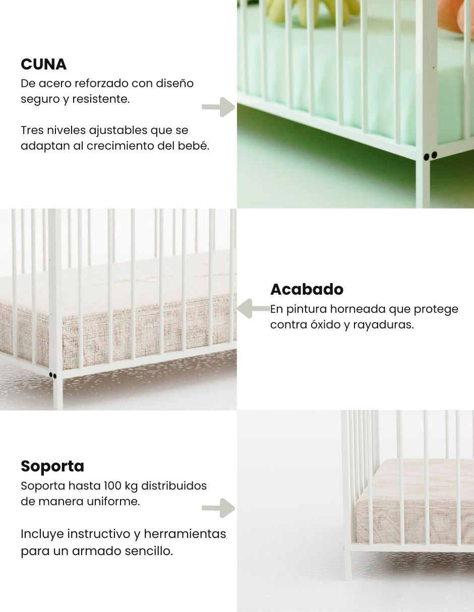 Cuna Ajustable 3 posiciones Bambino color Blanco