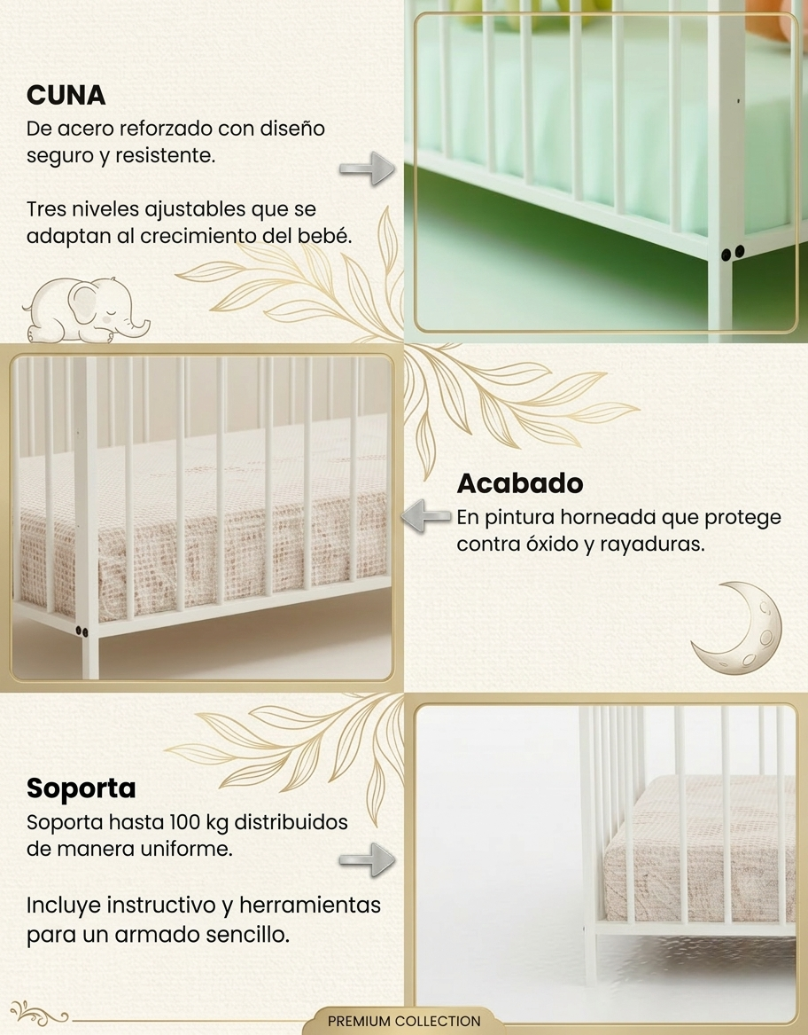 Cuna Ajustable 3 posiciones Bambino color Blanco
