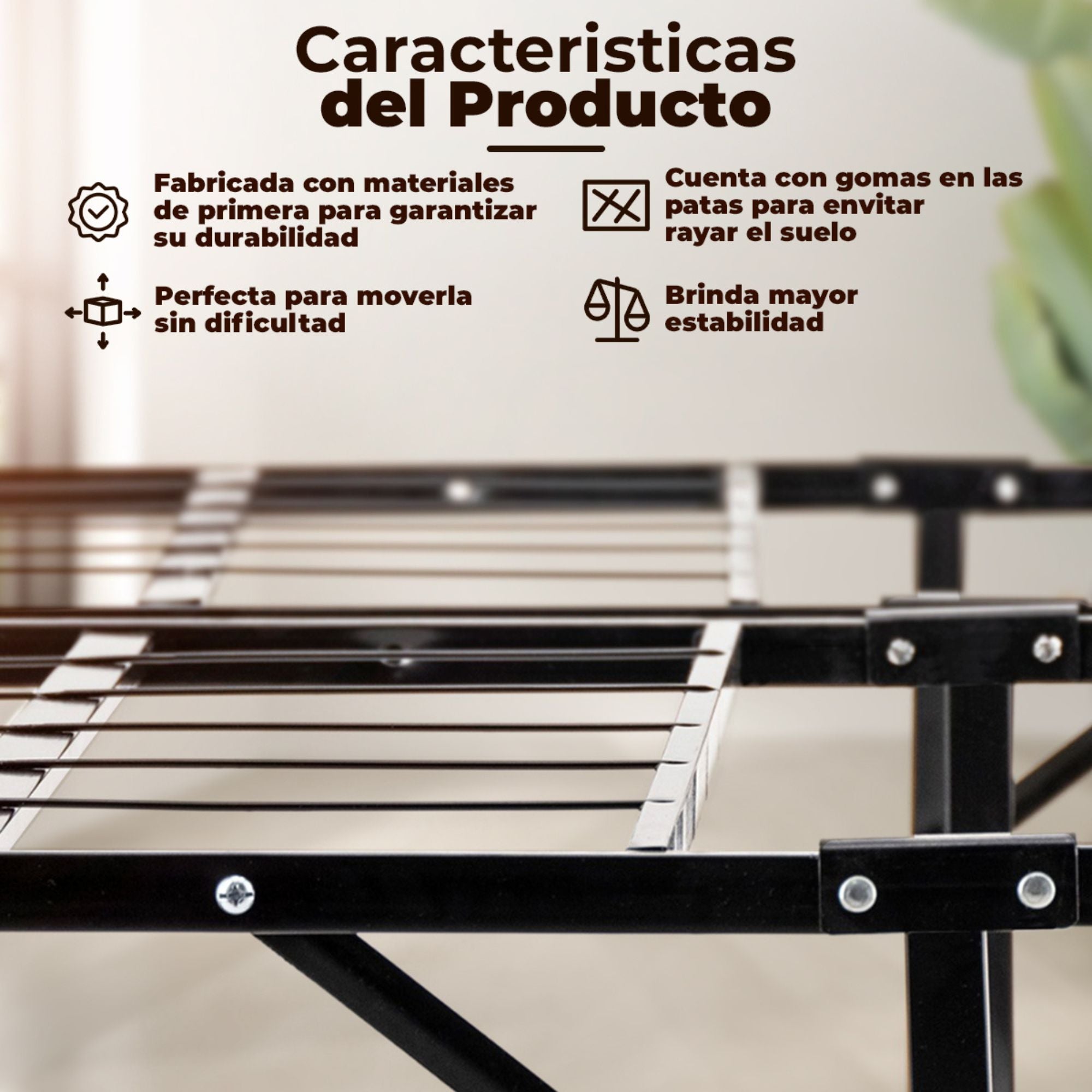 Base Plegable Matrimonial Lucy color Negro