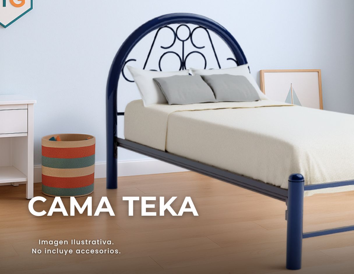 Cama Individual Teka color Azul
