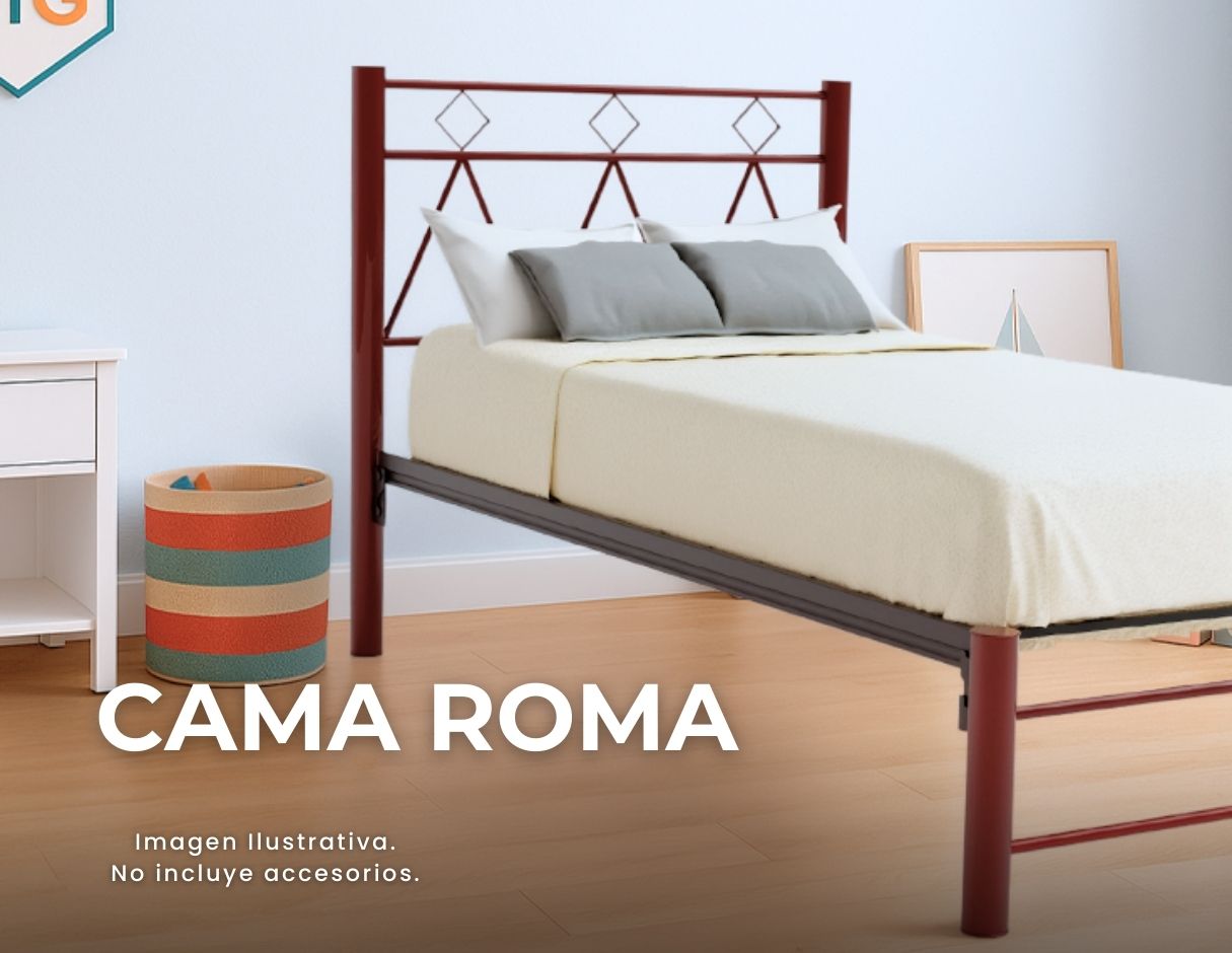Cama Individual Roma color Rojo