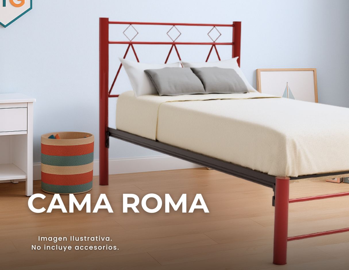 Cama Matrimonial Roma color Rojo