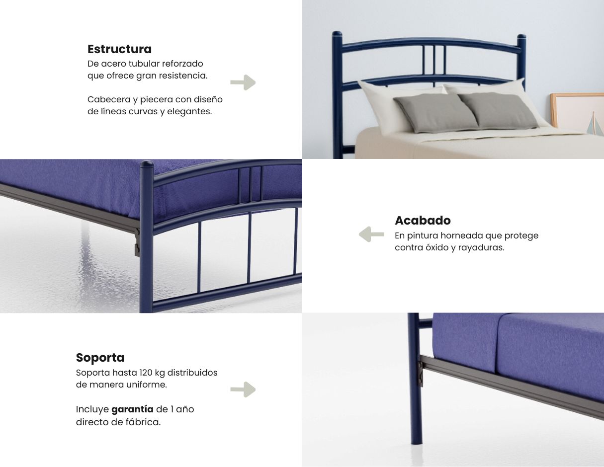 Cama Individual Delhi color Azul