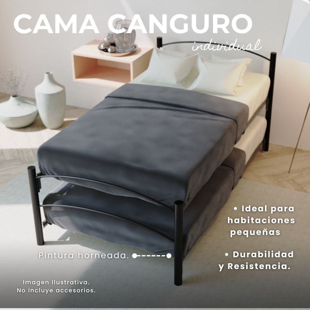 Cama Canguro Individual Jack color Negro