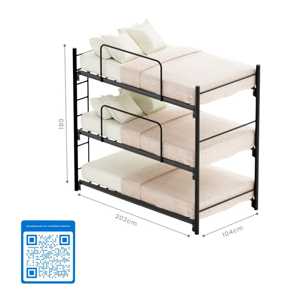 Litera Triple Individual Colonia color Negro