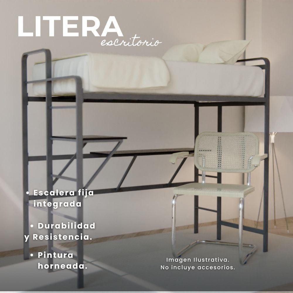 Litera Escritorio Individual Isabella color Gris