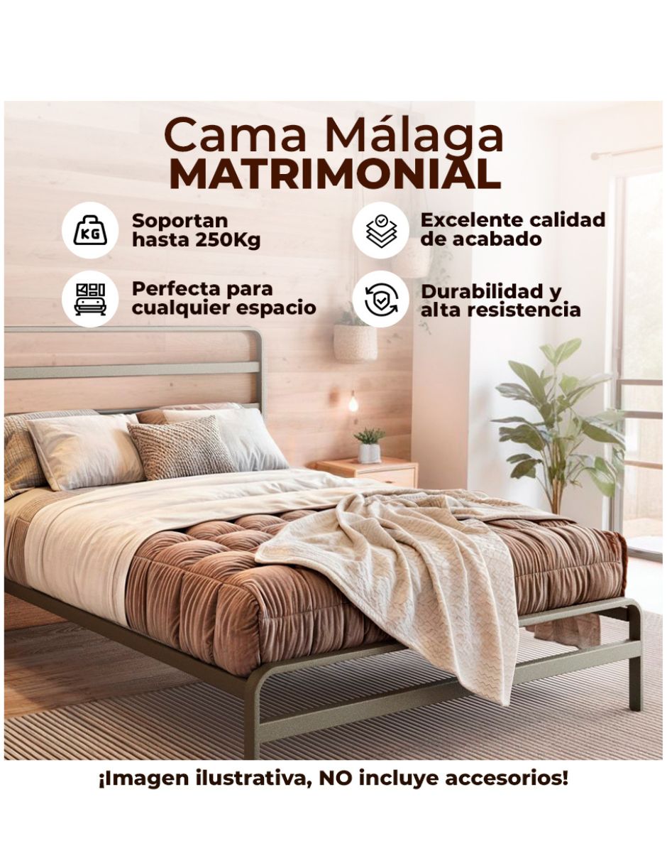 Cama Matrimonial Malaga color Negro