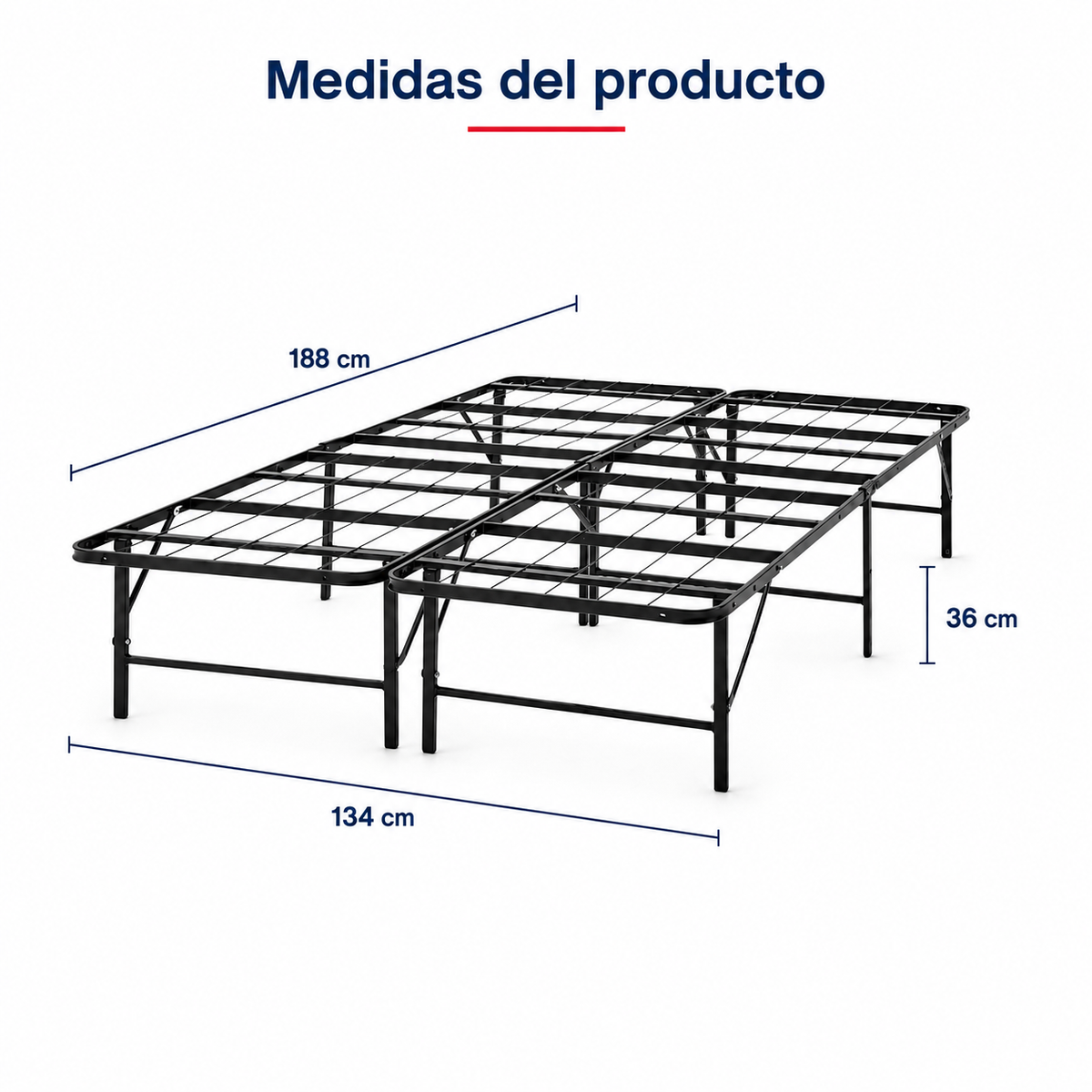 Base Plegable Matrimonial Lucy color Negro