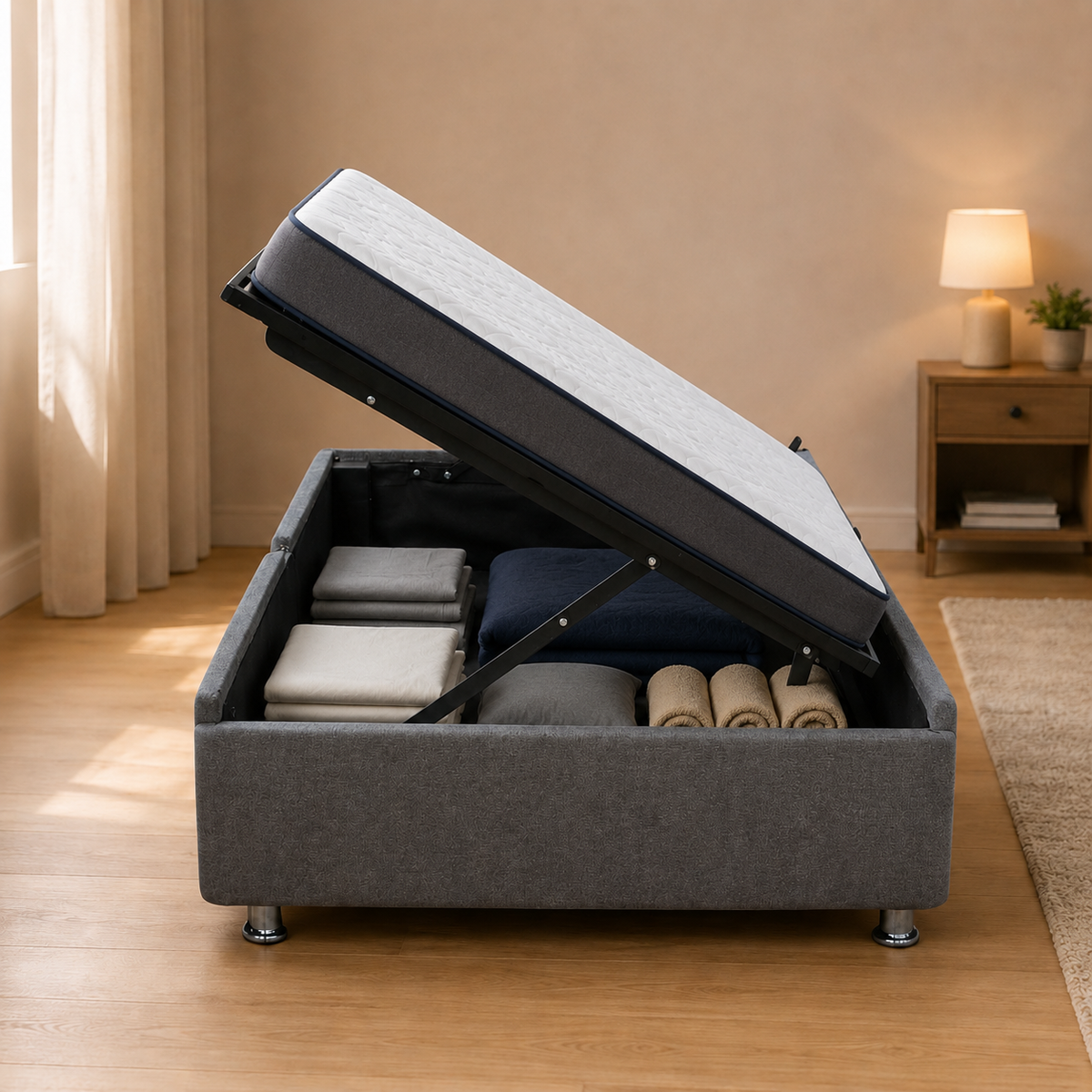 Cama Baul Individual Jhonson color Gris Oxford