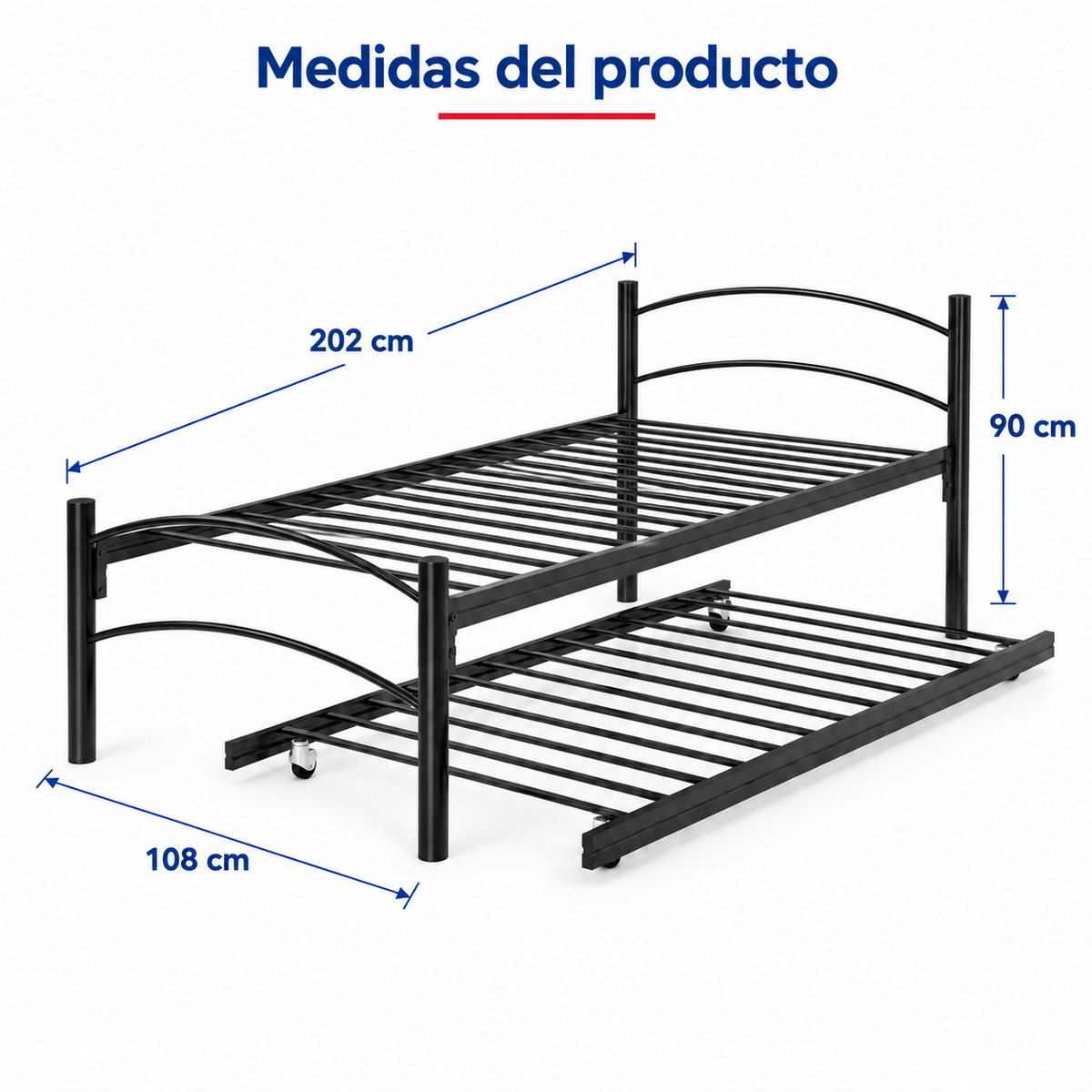 Cama Canguro Individual Jack color Negro