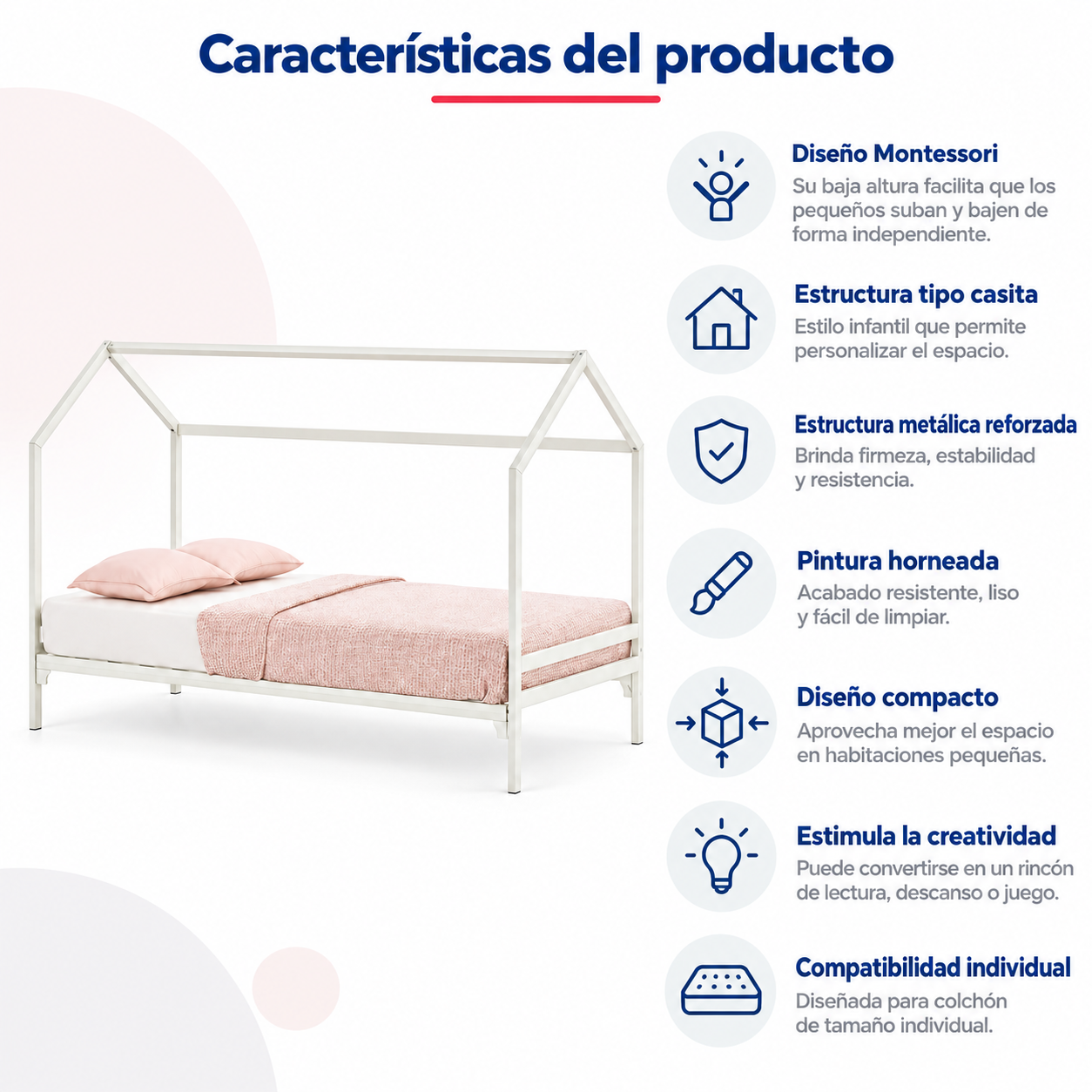Cama Montessori Infantil Individual Luca color Beige