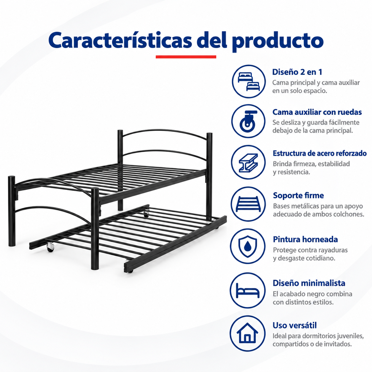 Cama Canguro Individual Jack color Negro