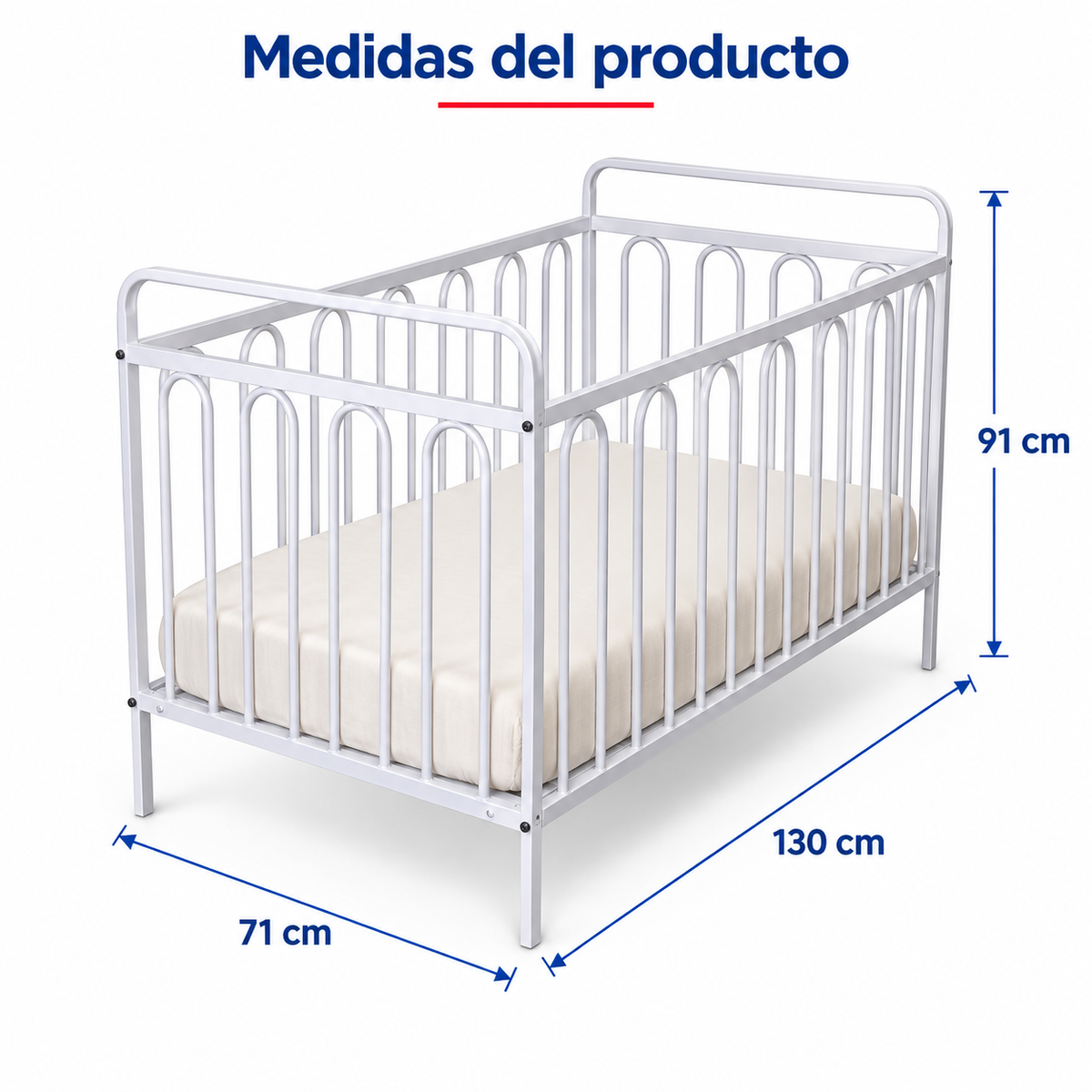 Cuna Ajustable 3 posiciones Bambino color Blanco