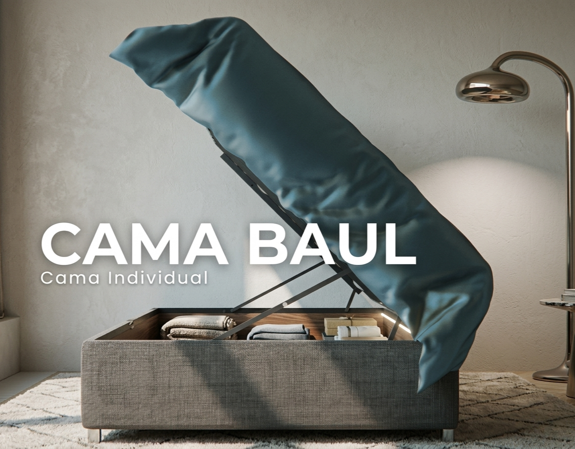 Cama Baul Individual Jhonson color Gris Oxford