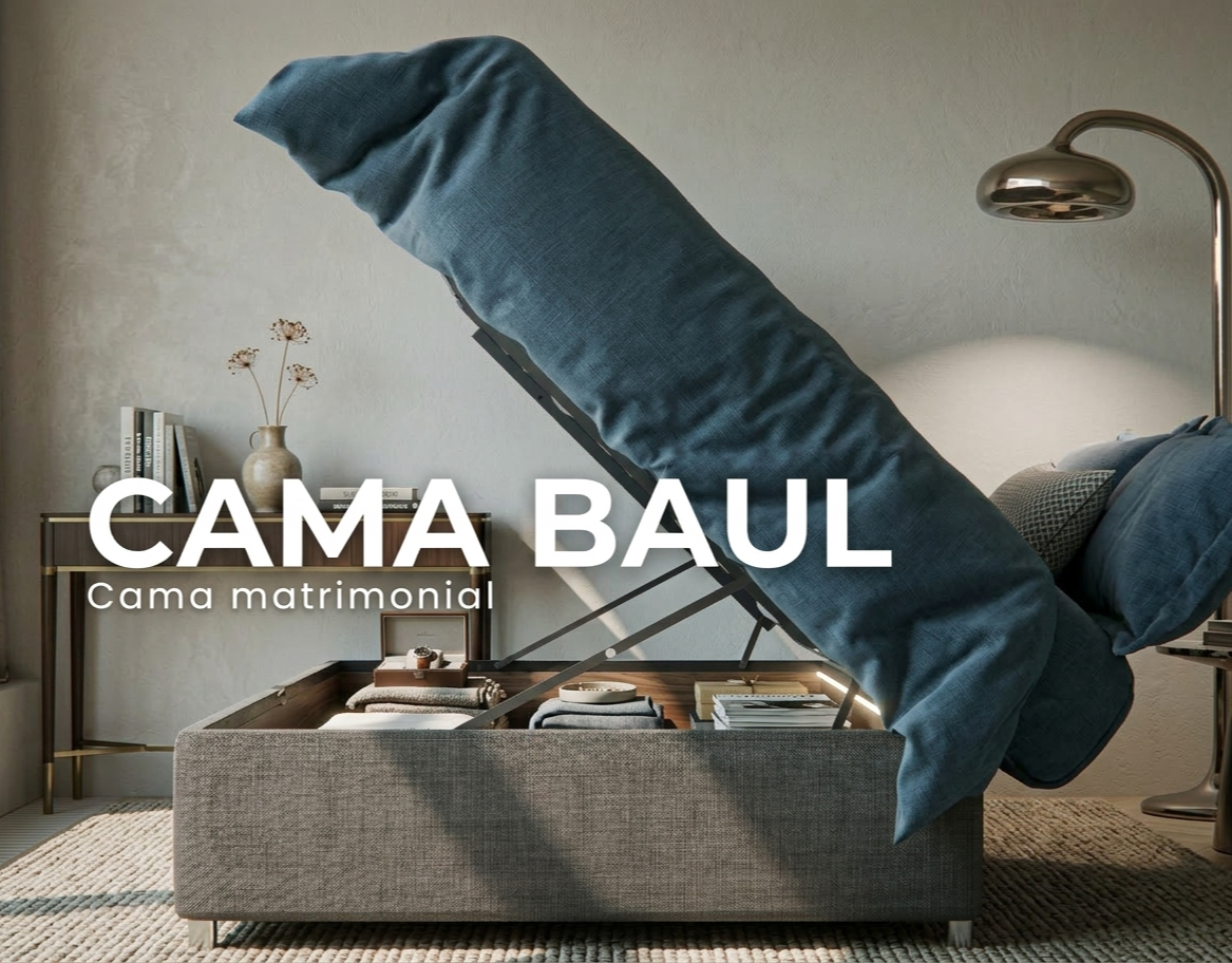 Cama Baul Matrimonial Kennedy color Gris Oxford