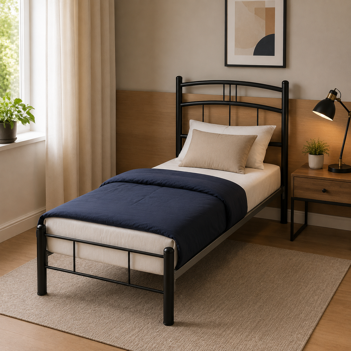 Cama Matrimonial Bombay color Negro