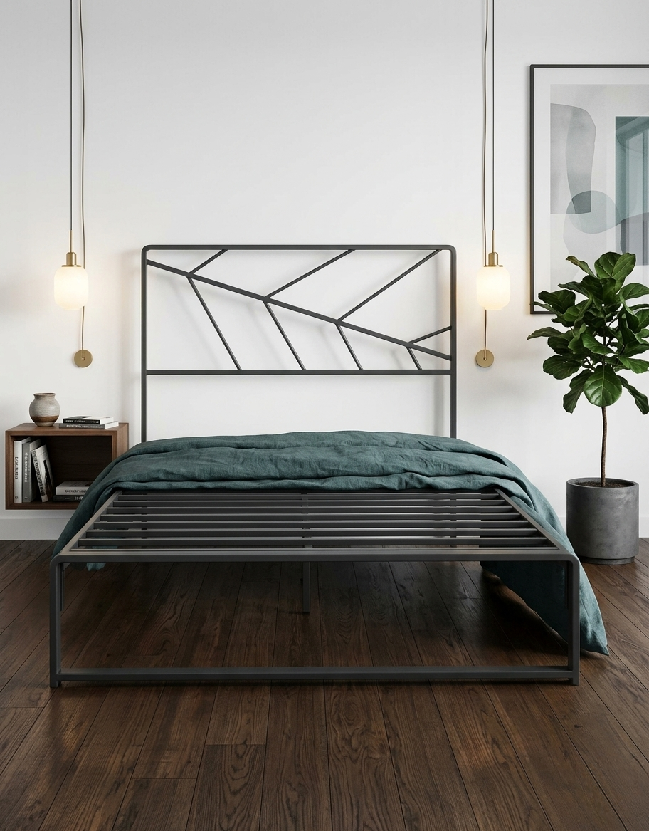 Cama  Matrimonial Gante color Gris Oxford